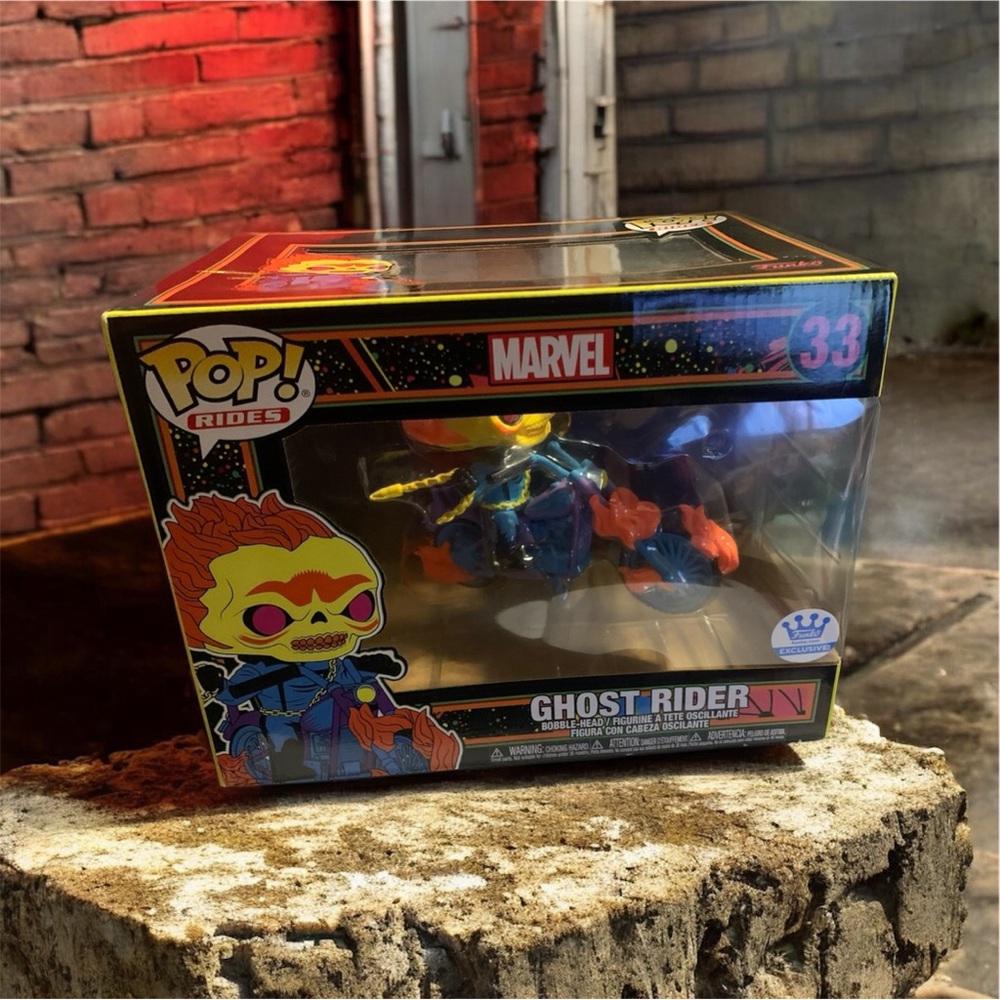 Vaulted Funko Shop Exclusive ghost rider on motorcycle Pop! Rides